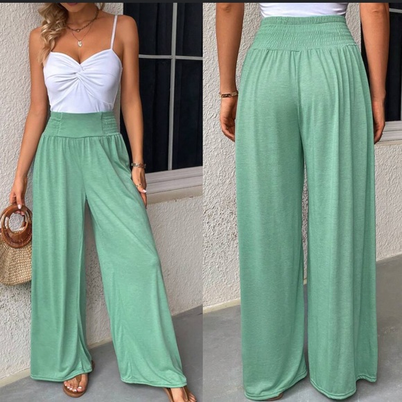 Boho black solid wide leg pants - Picture 7 of 16